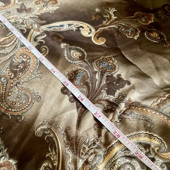 Vintage Gold 60s 70s silky Paisley Kaftan Mini butterfly Dress Angel Sleeves - Picture 13 of 16